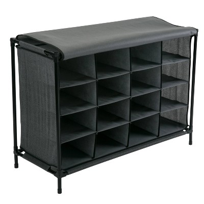 Photo 1 of Simplify 16 Compartment Shoe Cubby Gray