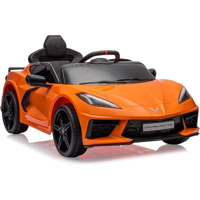 12V Kids Ride On Car Sports Licensed Corvette Electric Car Toy for Toddles with Remote Control, Visual Dashboard, LED Lights, Music