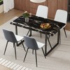 5-Piece Dining Set with Marble Pattern Table and 4 PU Armless Chairs - 3 of 4
