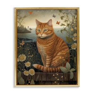 Stupell Industries Orange Cat by Pond, 17" x 21" - 1 of 4