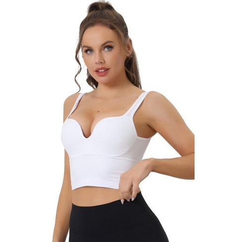 Allegra K Women s Wireless Medium Support Push up Fixed Straps Workout Yoga Sleep Sports Bra White Xl Target