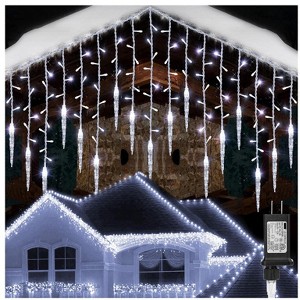 Itopfox 1 Pack 29.5ft 360 LED Icicle String Lights with 60 Drops 8 Modes Memory Timer Waterproof Indoor Outdoor Christmas Decor White - 1 of 4