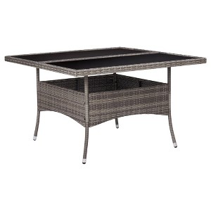 vidaXL Patio Outdoor Dining Table with Storage Solid Acacia Wood PE Rattan - 1 of 4