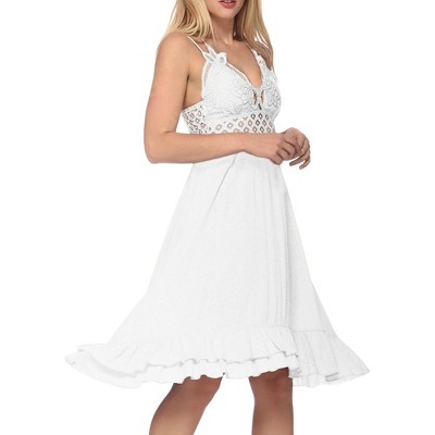 Anna-Kaci Women's Lace Ruffle Slip Dress for Casual Looks