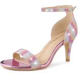 Women's Glitter Ankle Strap Stiletto Heel Sandals
