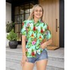 LA LEELA Hawaiian Shirts Womens Short Sleeve Top Tropical Vacation Button Up Summer Beach Party Shirt Coverup for Women - 2 of 4