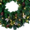24" Prelit Silver Glitter Bristle Crestwood Spruce Artificial Wreath with Pine Cones & Gold Berries White Lights - National Tree Company - 3 of 4