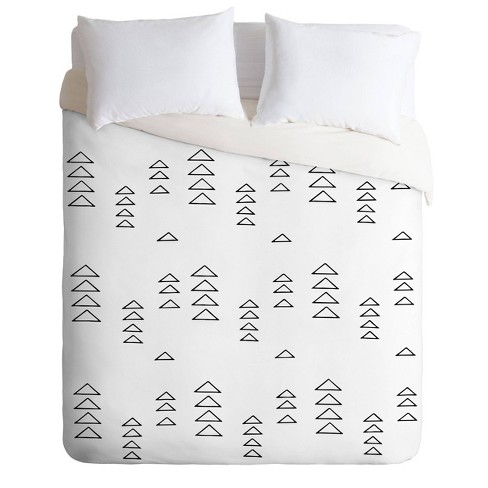 Twin June Journal Minimalist Triangles Duvet Set Black White