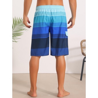 INSPIRE CHIC Men's Colorblock Striped Drawstring Vacation Surfing Long Board Shorts 32 Blue — фото 3