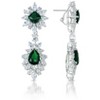 Guili Double Halo GV Sterling Silver with Colored Cubic Zirconia Emerald, Ruby, Sapphire, and Classic Cluster Dangle Earrings for Bold Elegance - 4 of 4