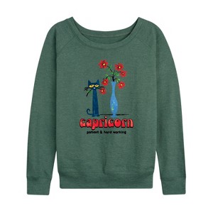 Women's - Pete the Cat - Capricorn Lightweight French Terry Wide Neck Long Sleeve Shirt - 1 of 4