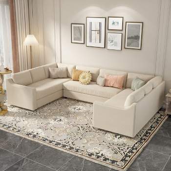 3 PCS Upholstered U-Shaped Sectional Sofa With Padded Seat And Back - ModernLuxe