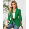 Women's 3/4 Sleeve Blazer Suit Open Front Ruffle Hem Jacket Casual Office Blazer - 4 of 4