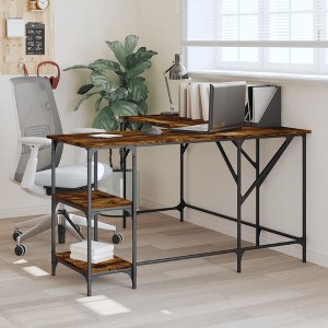 vidaXL Desk Smoked Oak 54.7 in.x54.7 in.x29.5 in. Engineered Wood - 1 of 4