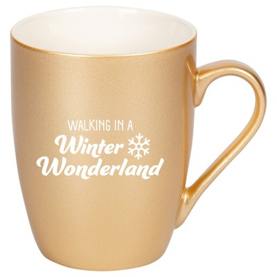 Elanze Designs Walking In A Winter Wonderland Vegas Gold 10 ounce New Bone China Coffee Cup Mug