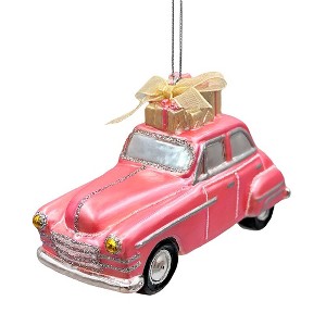Nostalgic Pink Car Glass Christmas Ornament, Vintage Classic Tree Decor| OrnamentallyYou - 1 of 4