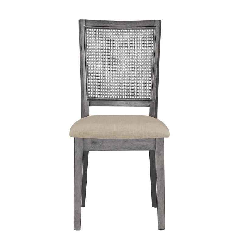 Set of 2 South Hill Beige Linen Rattan Back Dining Chairs - Inspire Q, 5 of 13