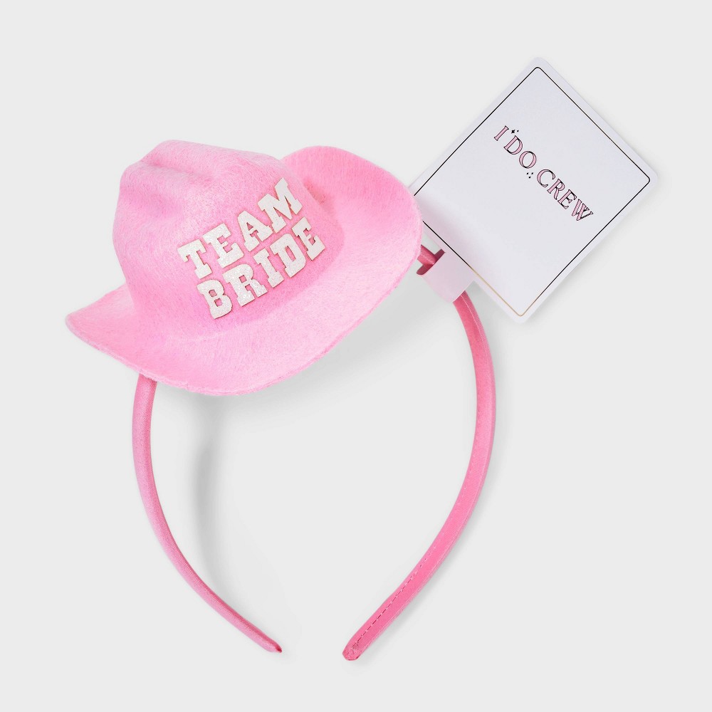 Team Bride Cowboy Hat Headband - Pink