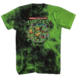 Mens Ninja Turtles Group Shirt - Straight From The Sewer - TMNT Throwback Classic Tie Dye T-Shirt - 1 of 4