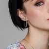 EVERLY JEWELRY | 10k White Gold Diamond Cut Edge Hoop Earrings - 3 of 3