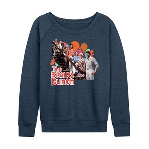 Women's - The Brady Bunch - Family Photo Lightweight French Terry Wide Neck Long Sleeve Shirt - 1 of 4