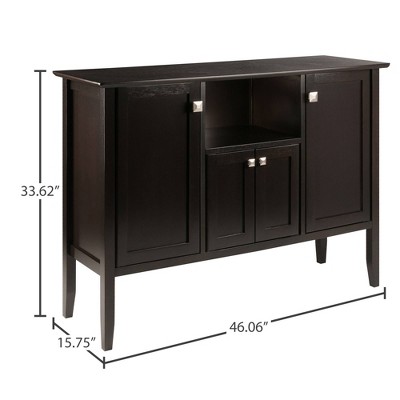Elegant Transitional Melba Sideboard in Rich Coffee Finish with Satin Nickel Knobs