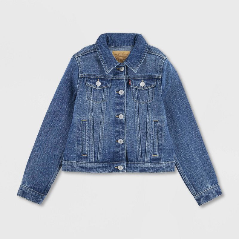 Levi's® Girls' Trucker Jeans Jacket - Dark Wash, 5 of 10