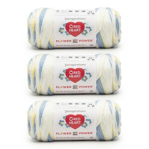 Red Heart All in ONE Flower Power Yarn 3 Pack-Forget Me Not - 1 of 4