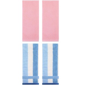 REGALWOVEN 4 Pcs Cotton Soft Comfortable Absorbent Striped Hand Towel - 1 of 4