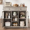 Mobile Kitchen Island Cart with Storage & Drop Leaf - Rolling Kitchen Cabinet with Drawer, Shelf & Spice Rack, Wood Dining Room Furniture (Gray) - 3 of 4