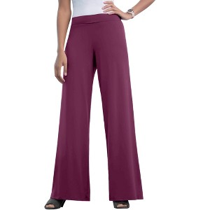 Jessica London Women's Plus Size Stretch Knit Wide Leg Pant - 1 of 4