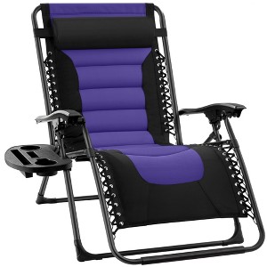 Best Choice Products Oversized Padded Zero Gravity Chair, Folding Outdoor Patio Recliner w/ Side Tray - 1 of 4