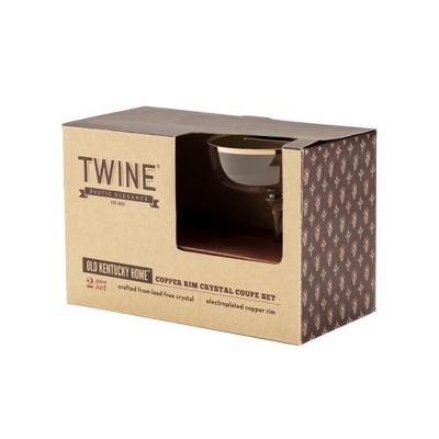 Elegant Copper-Rimmed Lead-Free Crystal Coupe Glass Set, 2-Piece