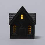 Falloween Light Up Ceramic Black Halloween House with Pumpkin Decorative Figurine - Hyde & EEK! Boutique™