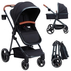 2-in-1 Baby Stroller with Bassinet, Lightweight Foldable Travel Pram with Reversible Seat, Compact Umbrella Stroller for Toddlers - 1 of 4