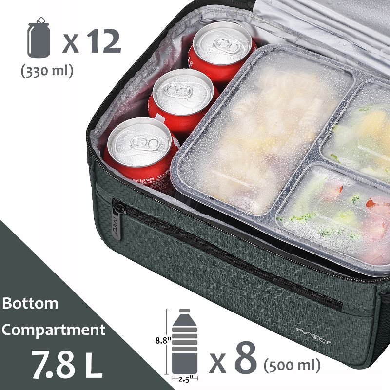 Tirrinia Large Lunch Bag, 13L/22 Cans Insulated Leakproof Reusable Bento Lunch Box with Dual Compartment, Lunch Cooler Tote Bag for Work, Beach, 6 of 9