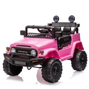 Electric Car, Licensed Toyota 12V Ride-On Car, for Kids with RC, Music, LED Lights, Double Doors, Safety Belt - 1 of 4