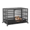 Heavy Duty Dog Crate, 48.5 Inch Dog Crate with Double Door, 360¡ã Lockable Wheels, Removable Tray - 3 of 4