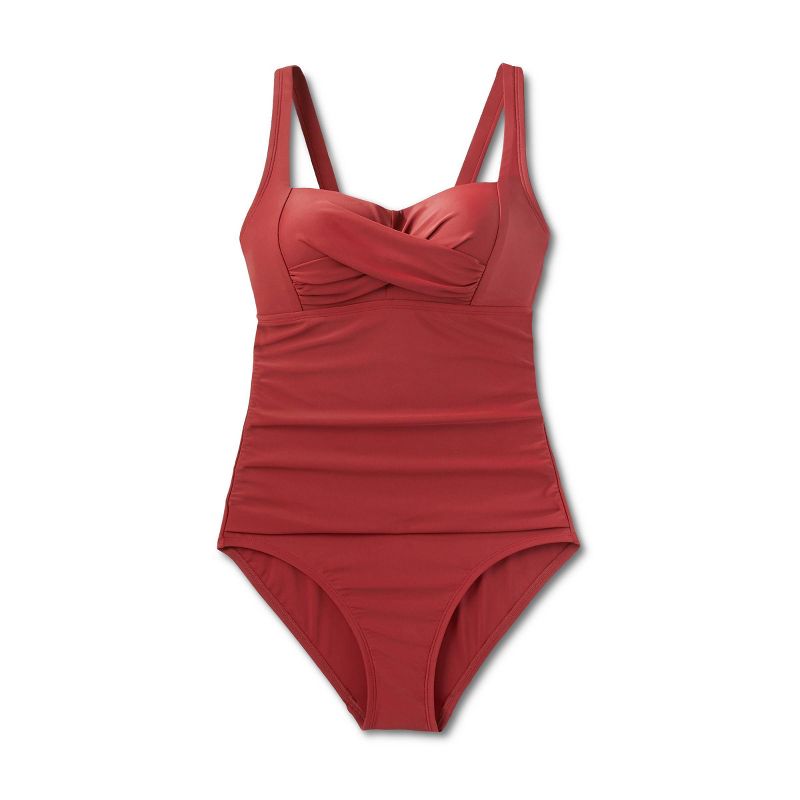 Women's Twist-Front Square Neck Full Coverage One Piece Swimsuit with Tummy Control - Kona Sol™, 6 of 17