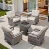 Belord 6 Pieces Patio Furniture Set, All Weather Gray Wicker Outdoor Conversation Set with Patio Couch, Swivel Patio Rocker, Firepit Table, Ottoman - 4 of 4