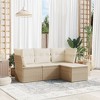 vidaXL 4 Piece Patio Sofa Set with Cushions Poly Rattan - Beige and Cream Without Table - 2 of 4