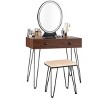 Tangkula Vanity Table Set Makeup Dressing Desk with Cushioned Stool & Lighted Mirror Coffee - 4 of 4