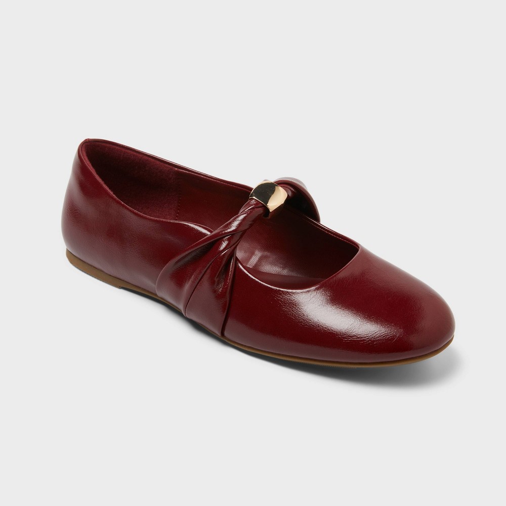 Women's Willa Flats - A New Day™ Burgundy 5