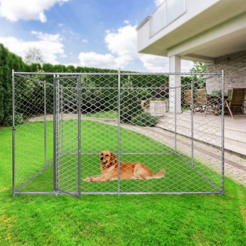 Lucky Dog Adjustable Heavy Duty Outdoor Galvanized Steel Chain Link Dog Kennel Enclosure with Latching Door, and Raised Legs, 2 of 7