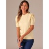 Allegra K Women's Ribbed Knit Crew Neck Lantern Short Sleeve Casual Blouse - 2 of 4