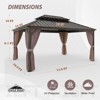 EAGLE PEAK Aluminum Frame with Steel Double Roof Hardtop Gazebo, Brown - 2 of 4