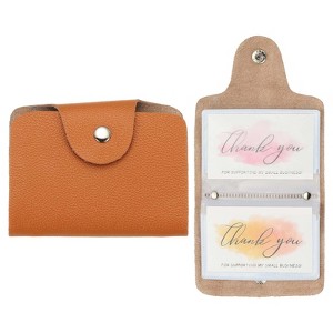 Unique Bargains Leather Slim ID Card Business Card Holder Wallets with 24 Slots 4" x 3" 2 Pcs - 1 of 4