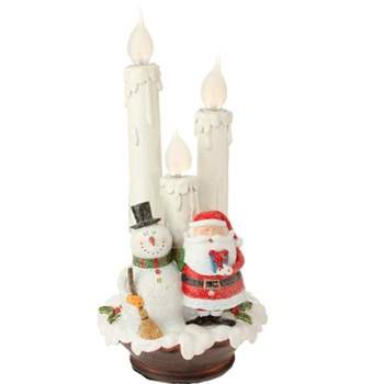 Raz 14" Lighted Santa and Snowman Triple Flameless Christmas Candle Lamp - White/Red