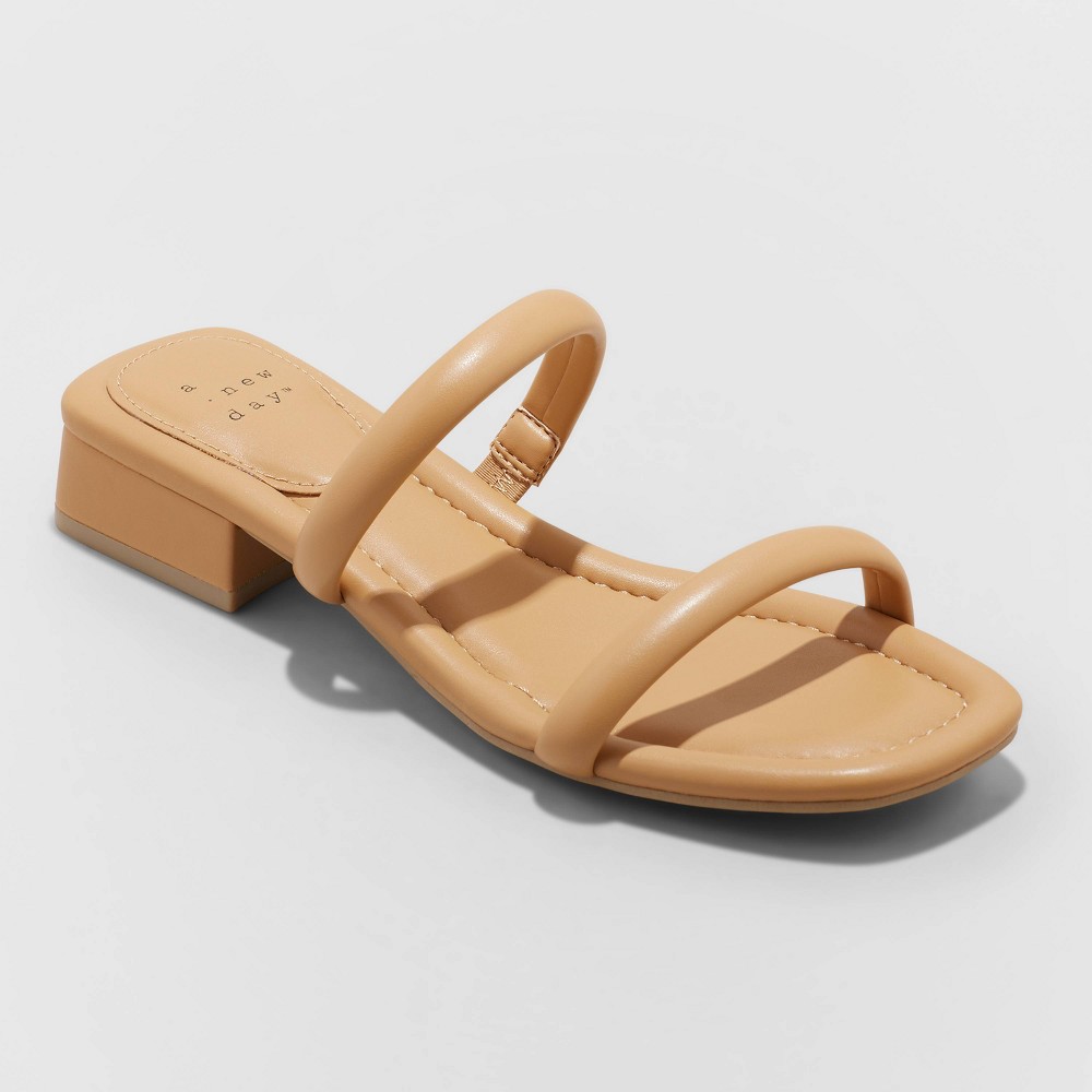 Women's Annie Slide Sandals - A New Day™ Tan 7.5