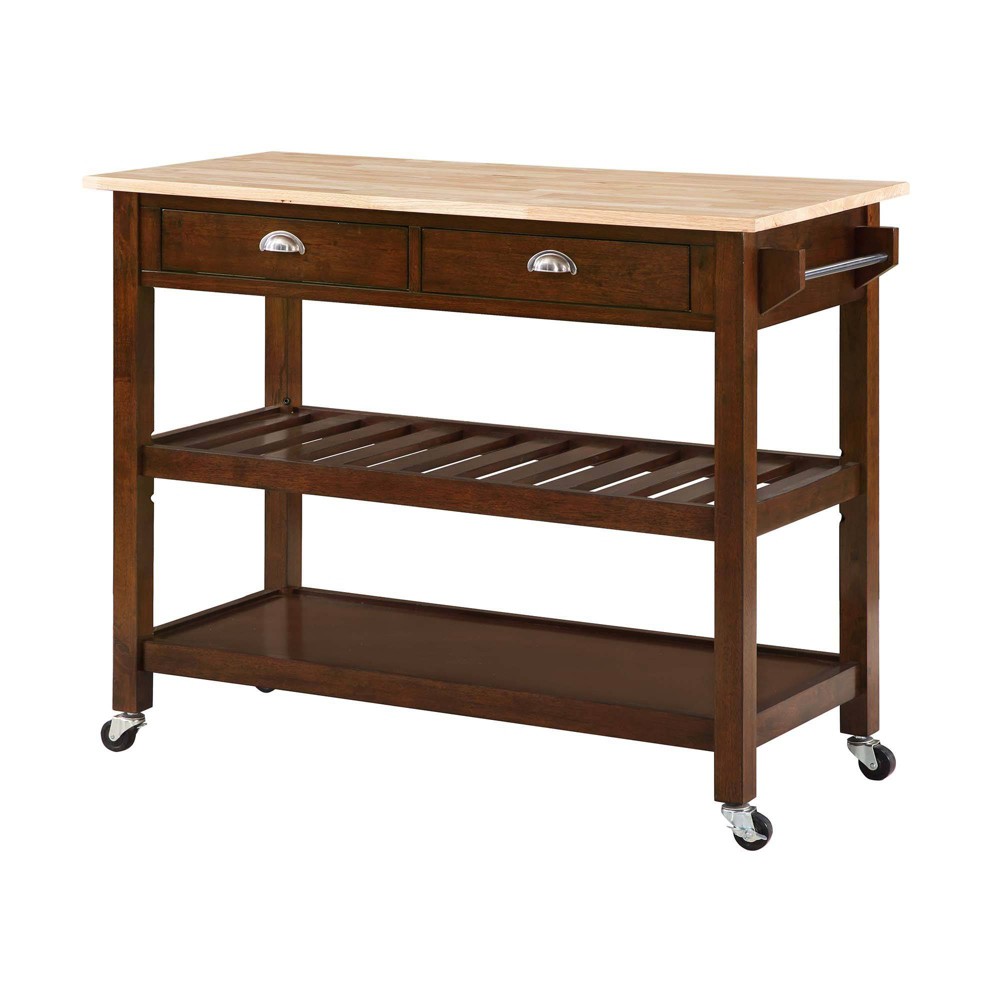 Photos - Other Furniture American Heritage 3 Tier Butcher Block Kitchen Cart with Drawers Espresso/